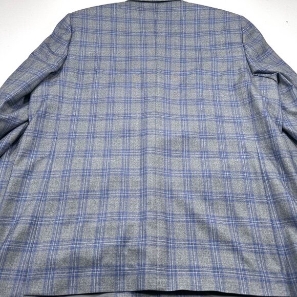 Oak Hill Premium 48 XL Blue Gray Check 2-Button Wool Blazer Sport Coat Jacket - Picture 5 of 6